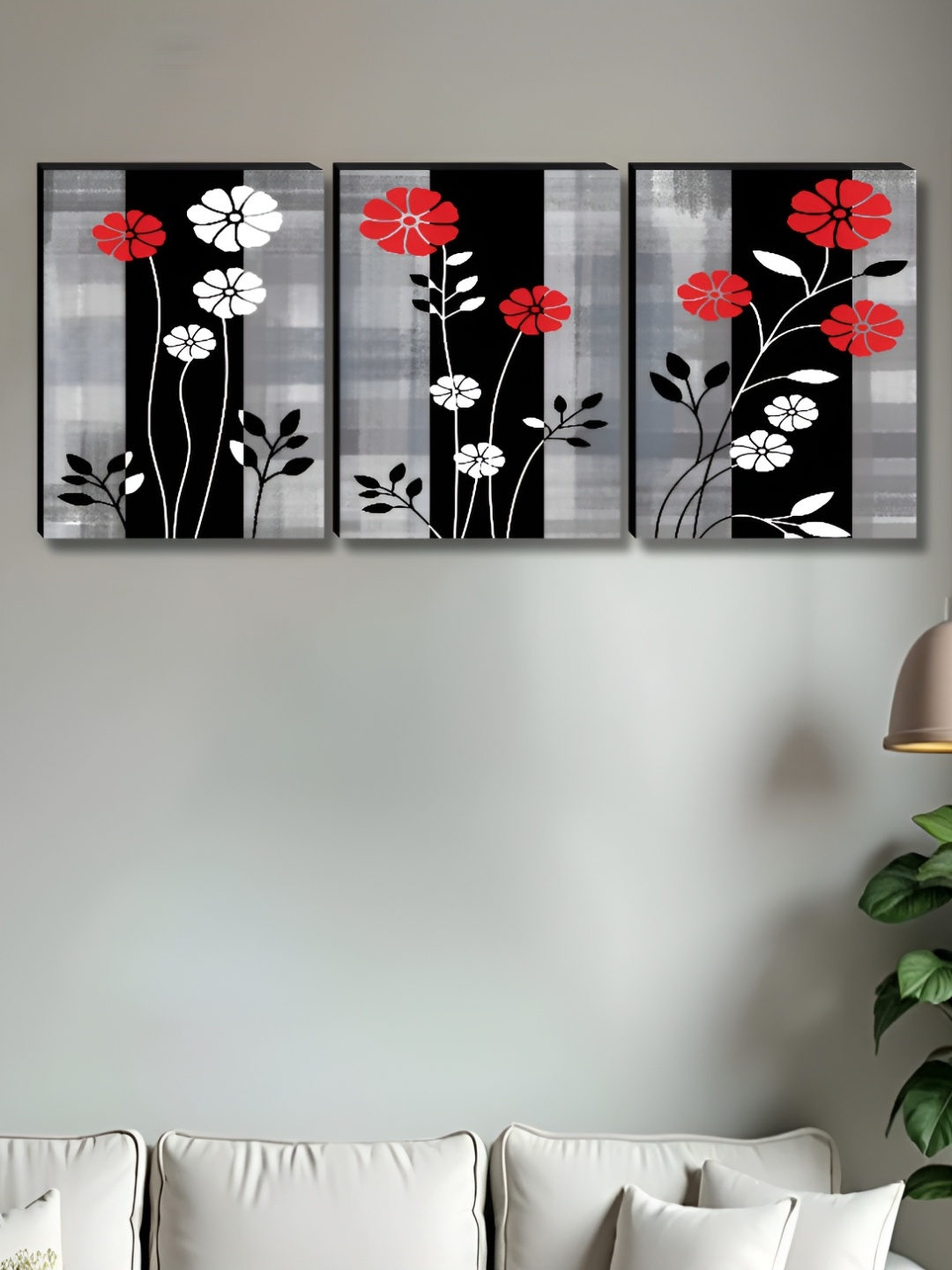 

Myntra Elegant Homes Grey & White 3 Pieces Floral and Botanical Wall Paintings