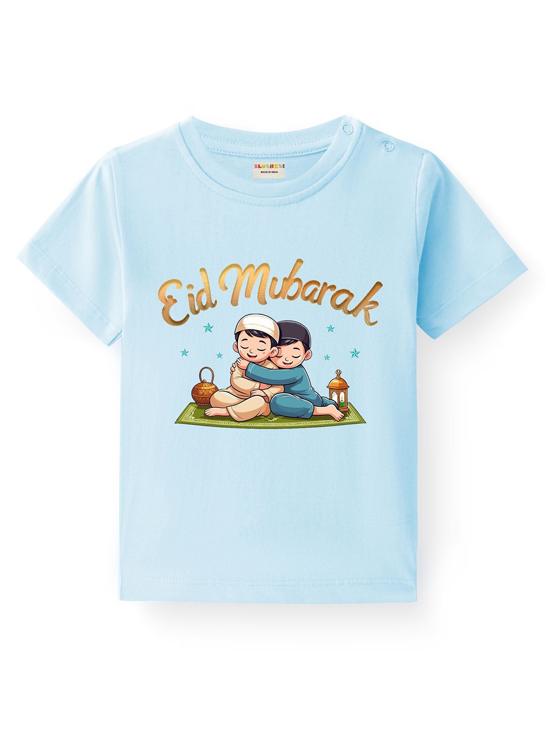 

BLUSHES Kids Graphic Printed Round Neck Pure Cotton T-shirt, Blue