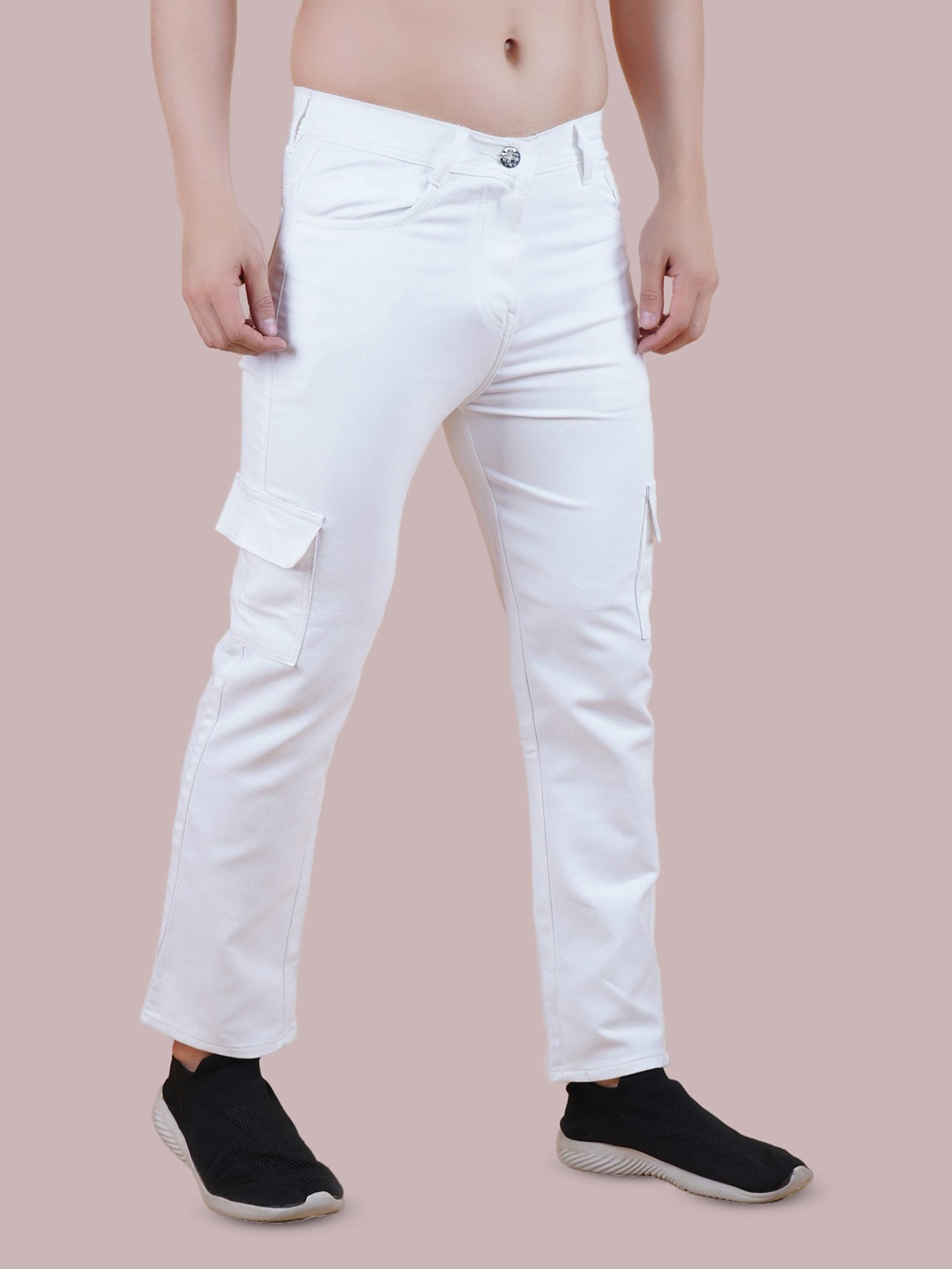 

COMFITS Men Classic Cargo Styles Stretchable Jeans, White