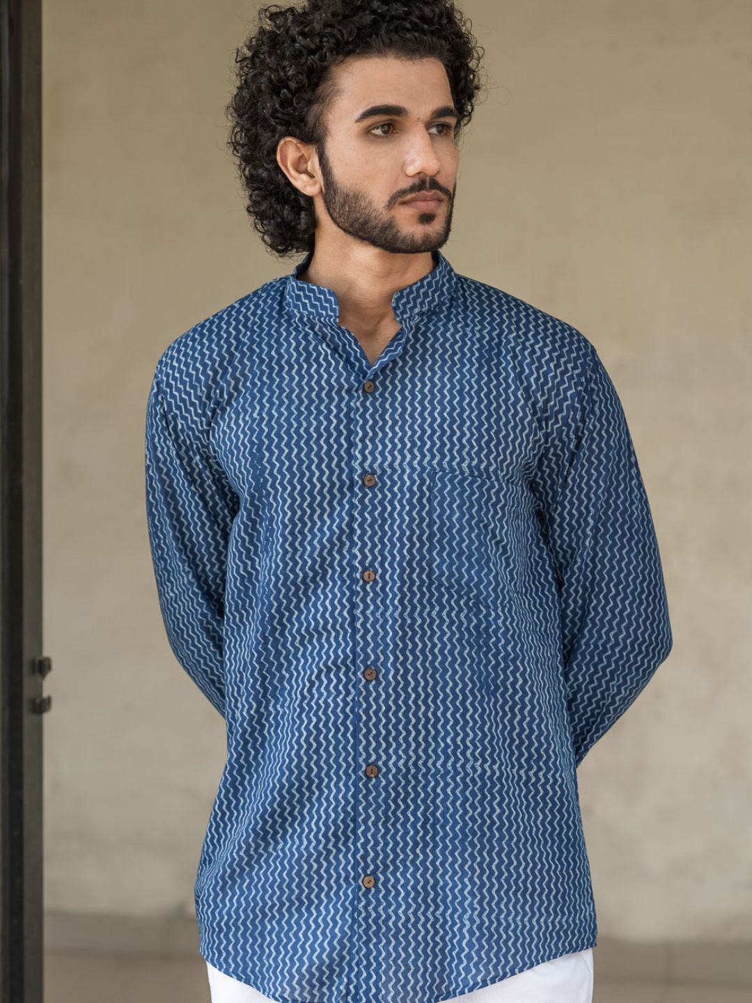 

The India Craft House Men Opaque Printed Casual Shirt, Blue