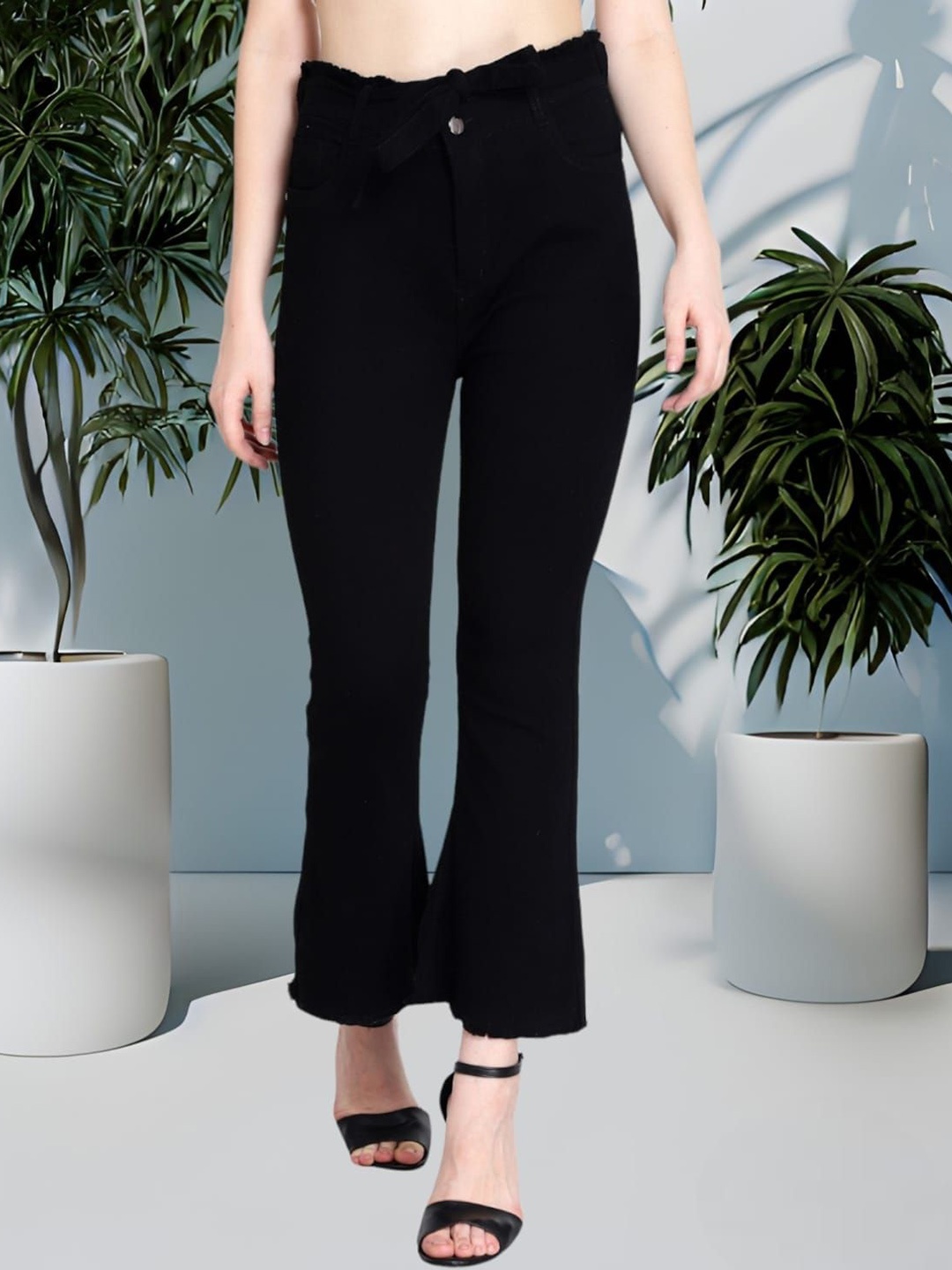 

1DAYJEANS Women Bootcut High-Rise Stretchable Jeans, Black