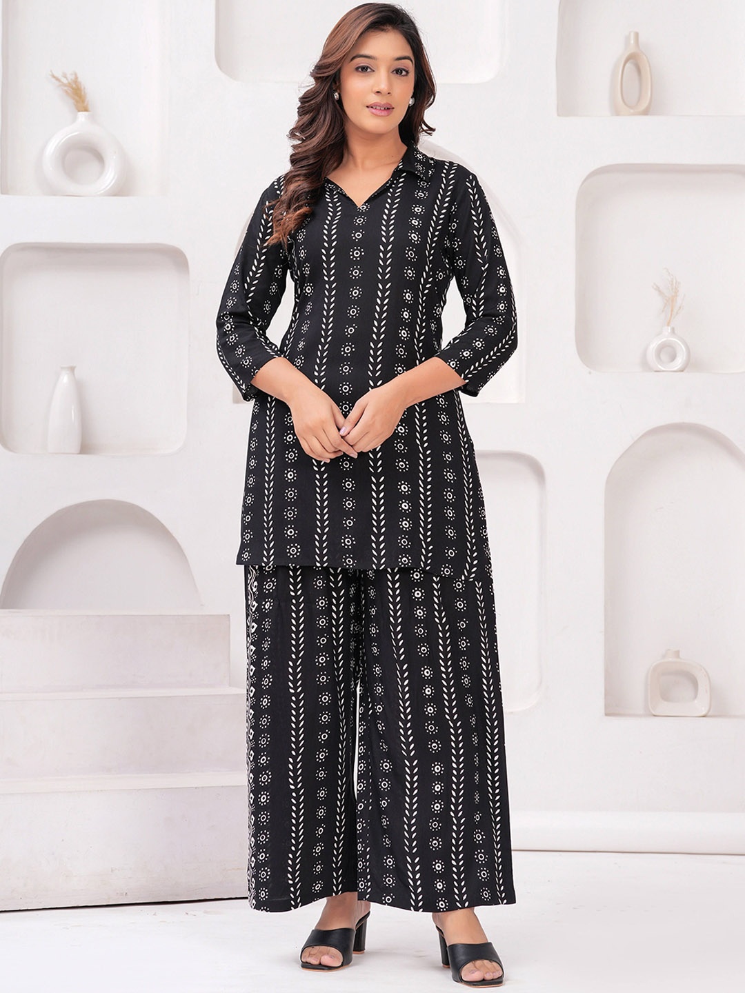 

all about you Printed Tunic With Trouser, Black