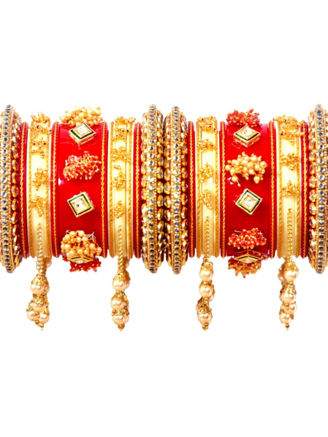 

Zindura Set Of 2 Gold-Plated Crystal Stone Studded Chuda Bangles