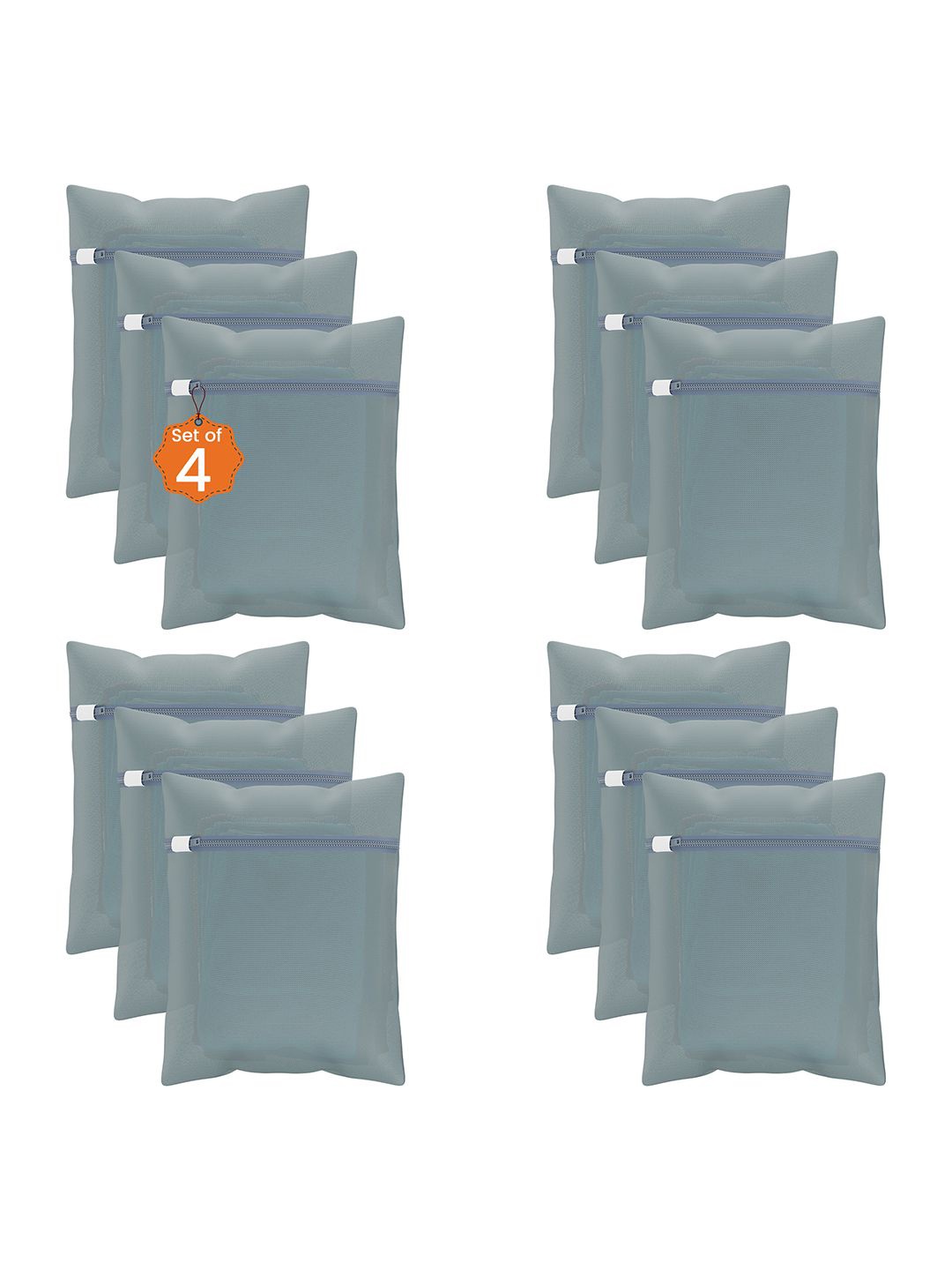 

Kuber Industries Grey 12 Pieces Reusable Rectangular Durable Laundry Bags With Zipper
