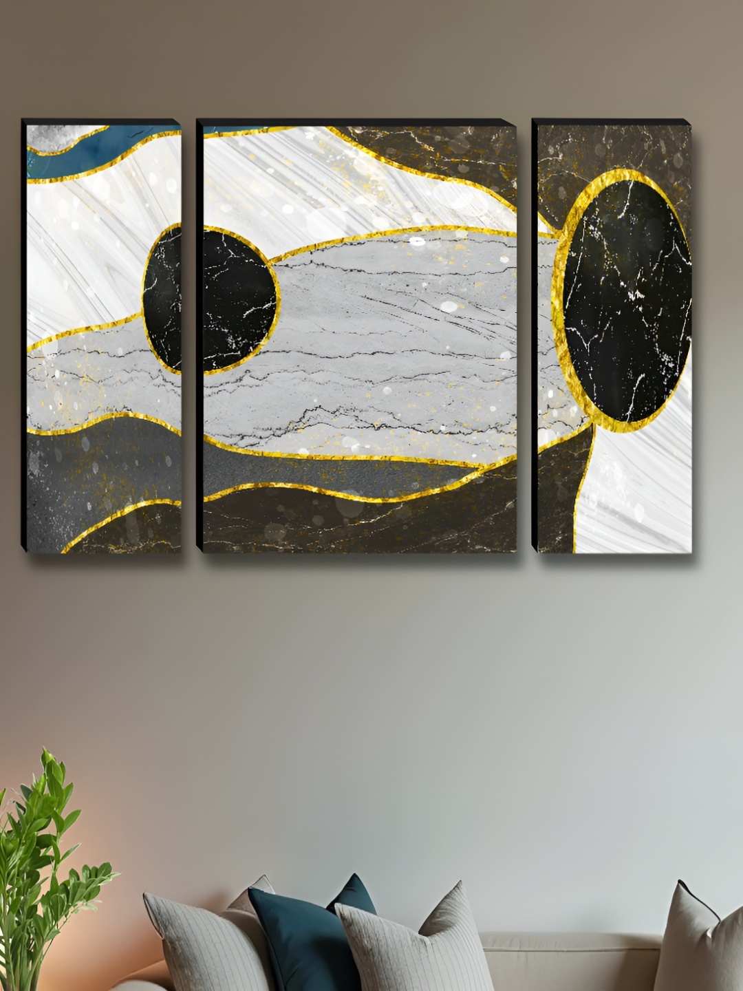 

Myntra Elegant Homes White & Gold-Toned 3 Pieces Wall Art