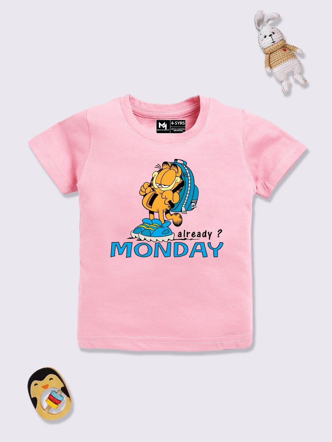 

YK X Minute Mirth Boys Garfield Printed Pure Cotton T-shirt, Pink