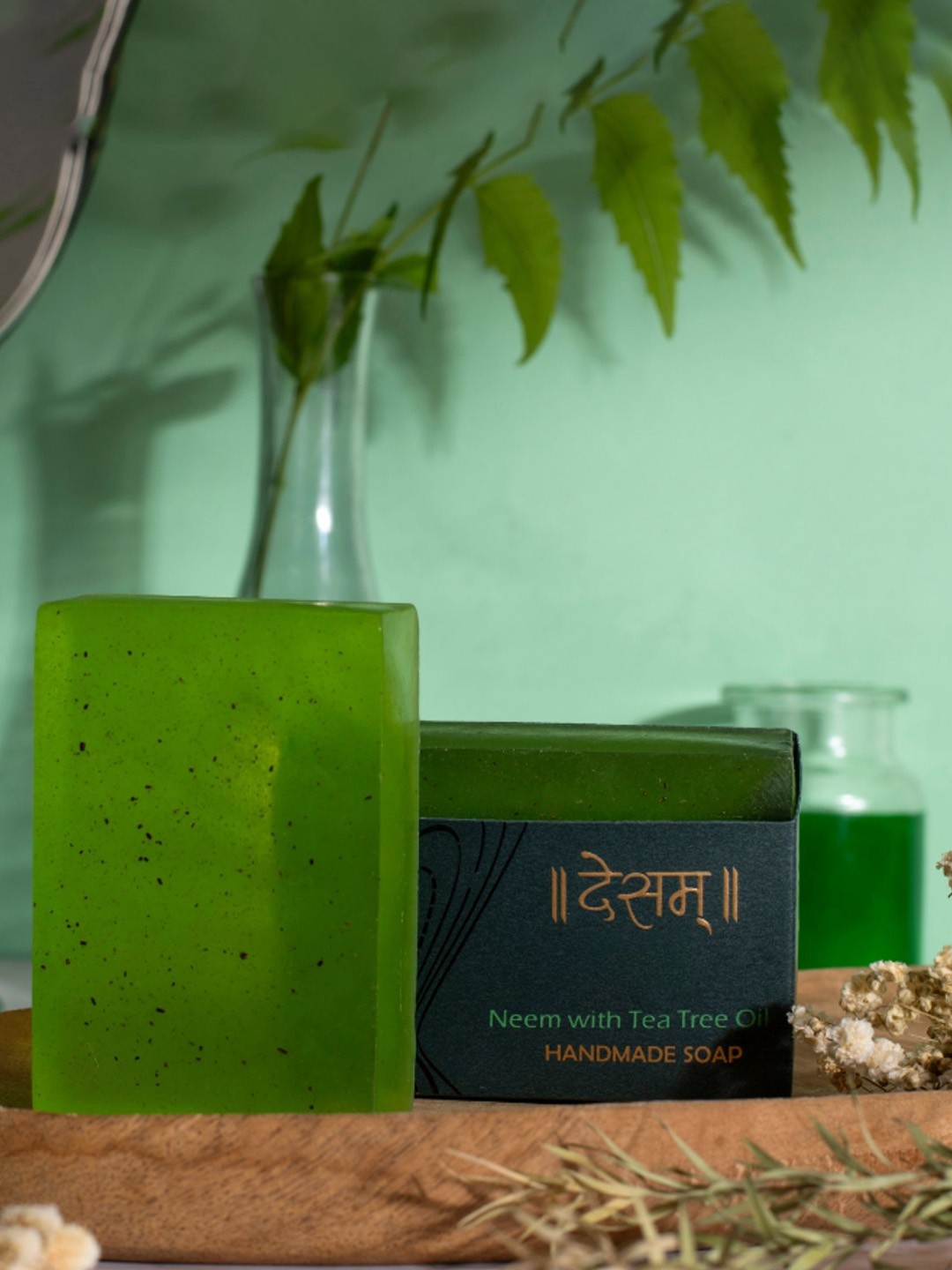 

Desam Organics Tatva Neem & Tea Tree Ayurvedic Soap Reduce Acne - 100 g, Green