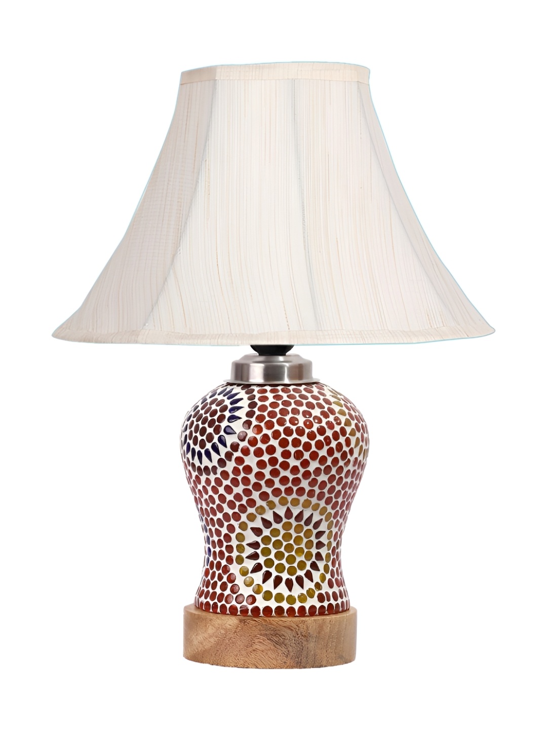 

Devansh Off White Printed Wood Frusturical Shaped Table Lamp