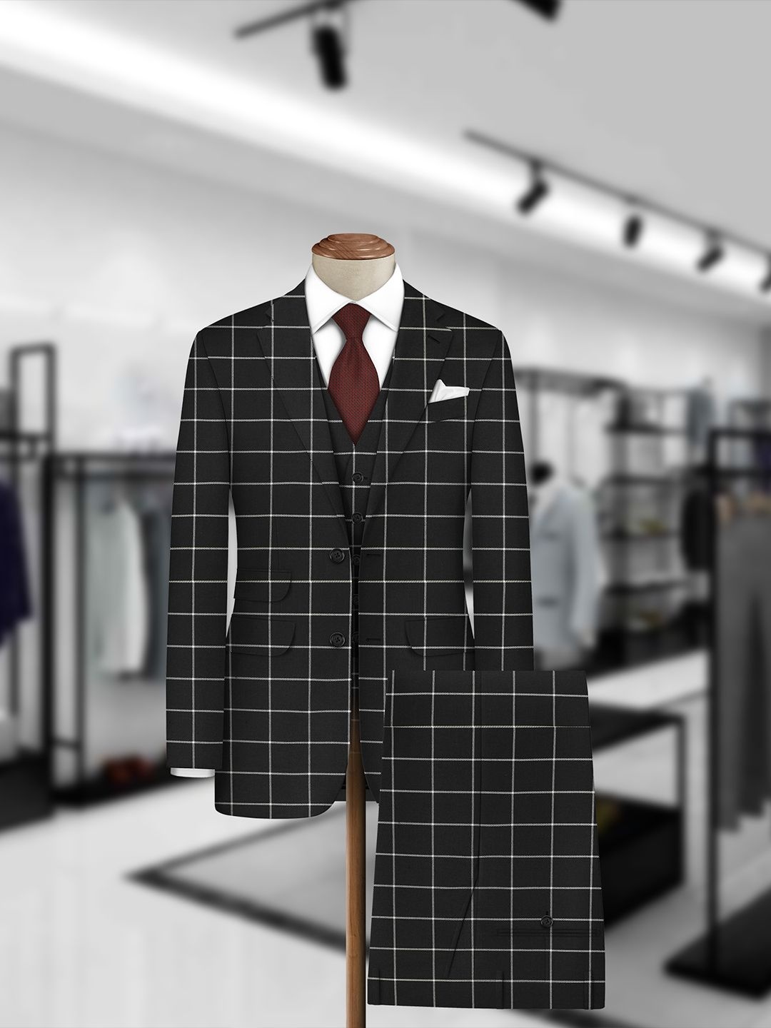 

Bigreams Men Checked Cotton Suit Piece Clothing Fabric, Black