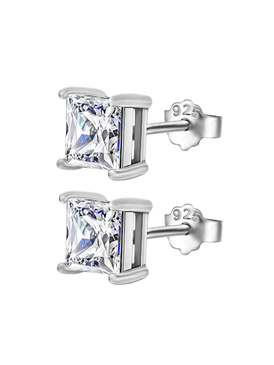 

INARI SHINES 925 Sterling Silver Cubic Zirconia Studded Square Shaped Studs