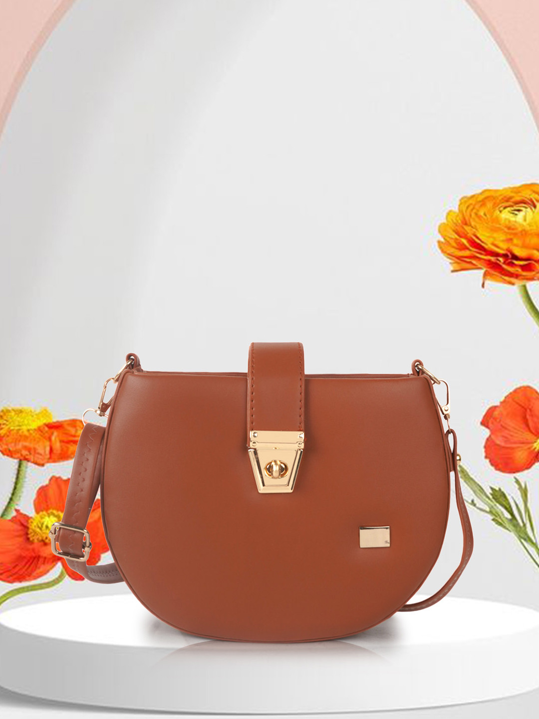 

STARWINGS Women Solid Structured Sling Bag, Tan