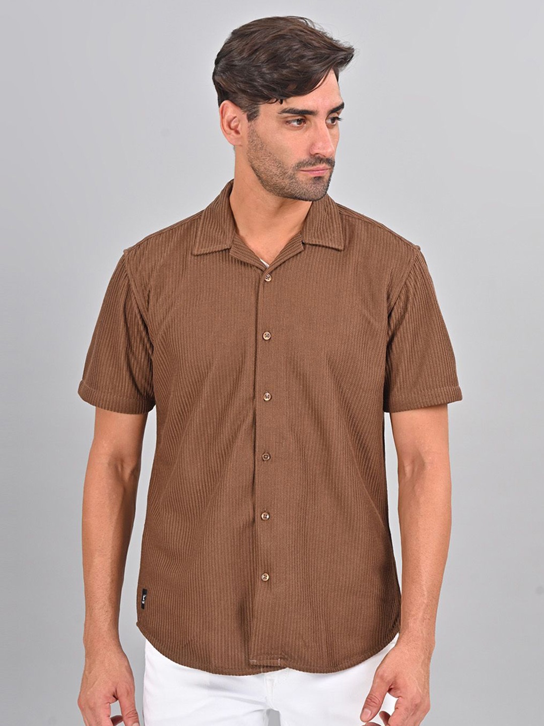 

STYLOFY CubanCollar Shirt, Brown
