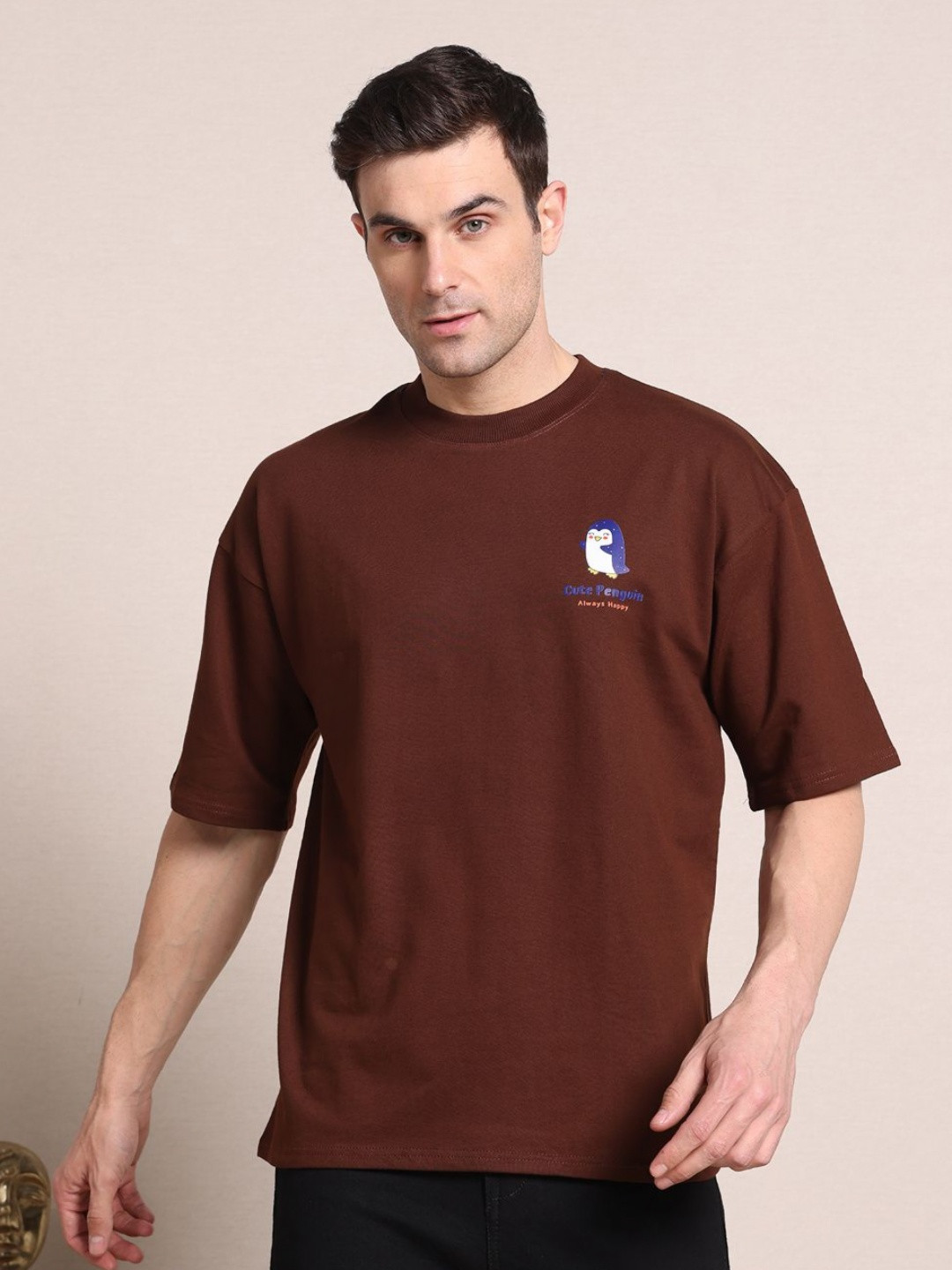 

Clevion Men Pure Cotton T-shirt, Brown