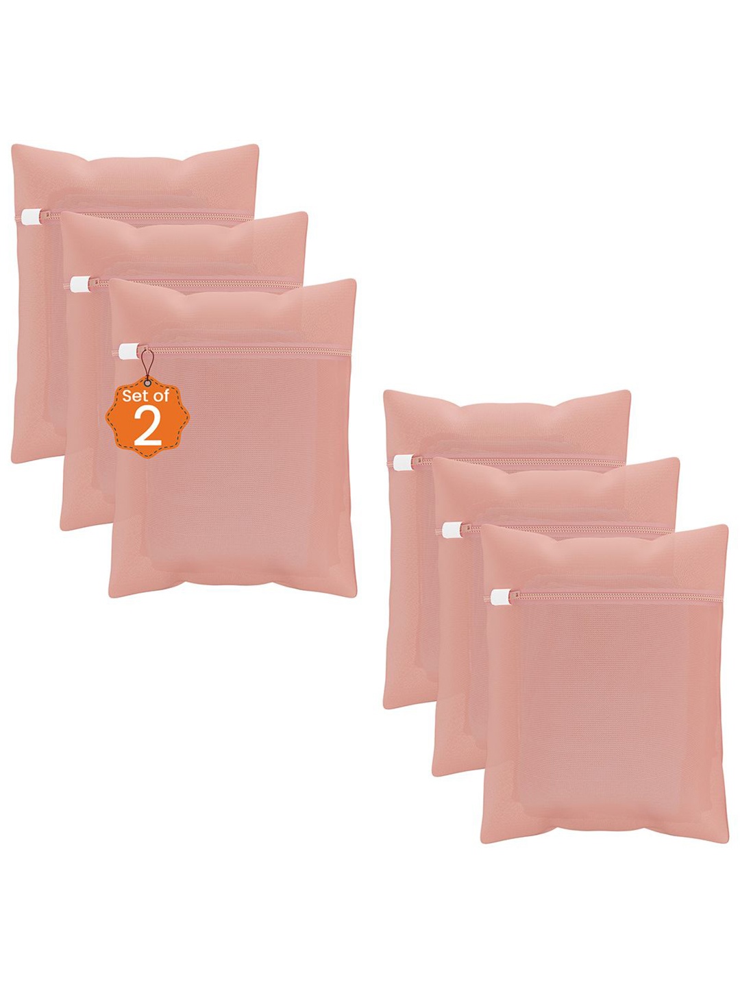 

Kuber Industries Peach-Colored 6 Pieces Reusable Durable Laundry Bags With Zipper