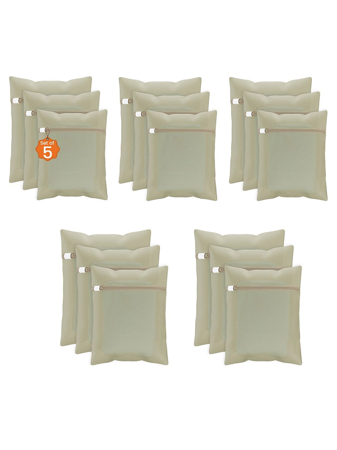 

Kuber Industries Beige 15 Pieces Reusable Rectangular Durable Laundry Bags With Zipper