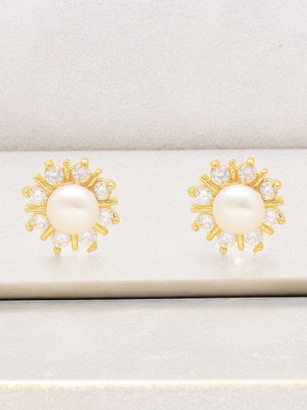 

Sri Jagdamba Pearls Dealer Contemporary Studs Earrings, White