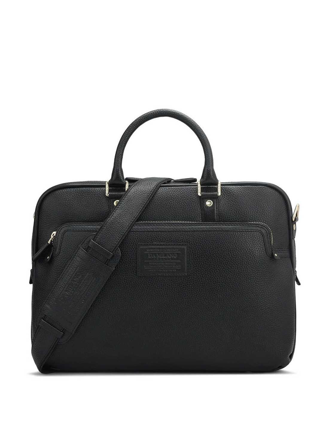 

Da Milano Men Leather Laptop Bag, Black