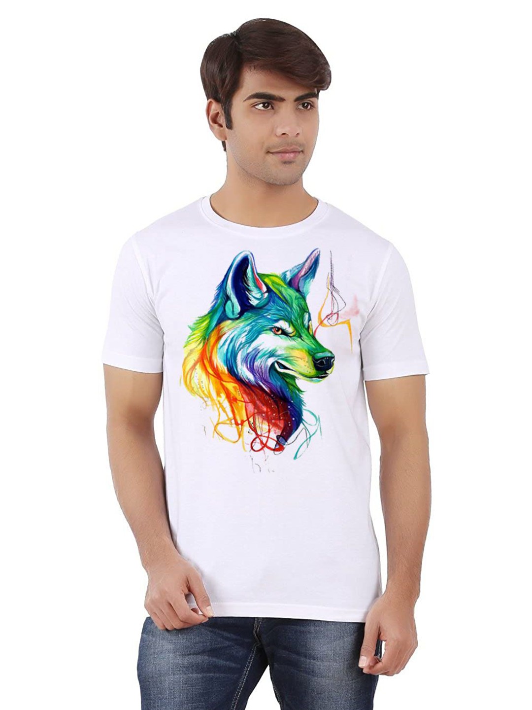 

Unicus Apparel Men Graphic Printed Round Neck Slim Fit T-shirt, White