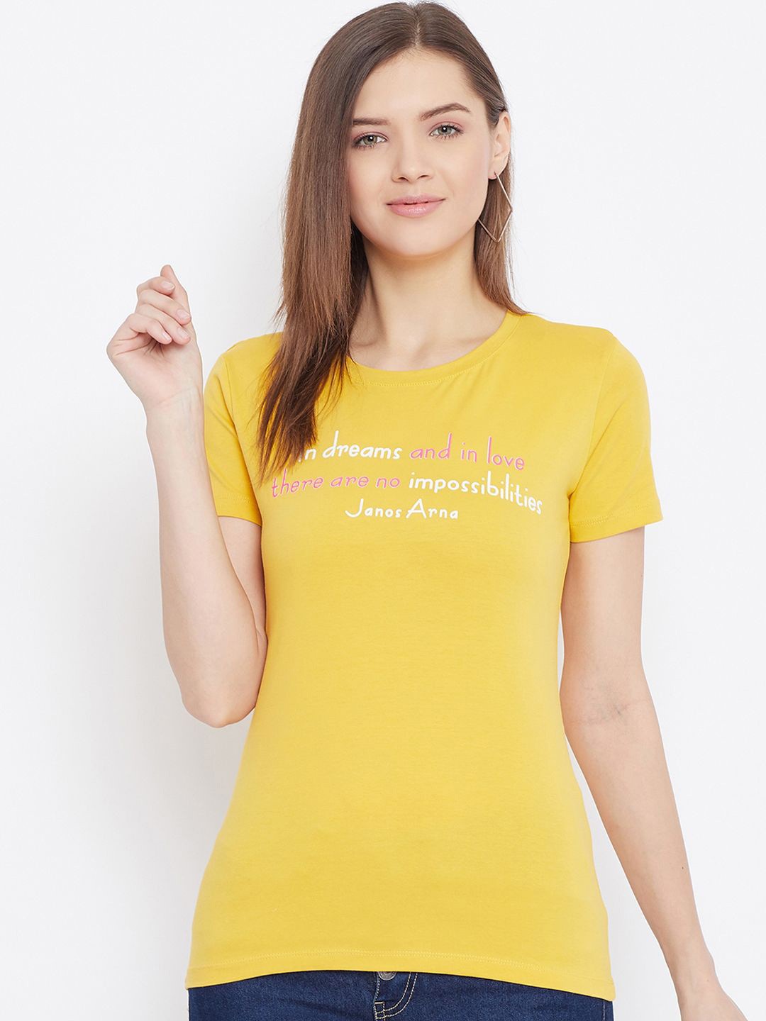 

Bishop Women Printed Round Neck Cotton Top, Yellow