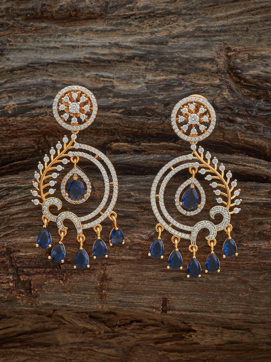 

Kushal's Fashion Jewellery Gold-Plated Contemporary Zircon Studded Drop Earrings