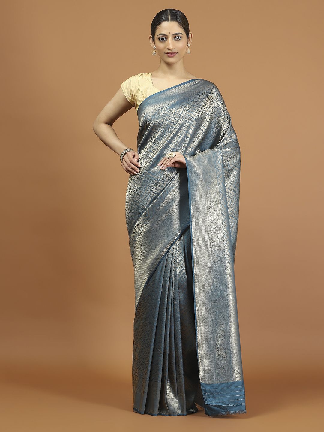 

Meena Bazaar Woven Design Zari Saree, Blue