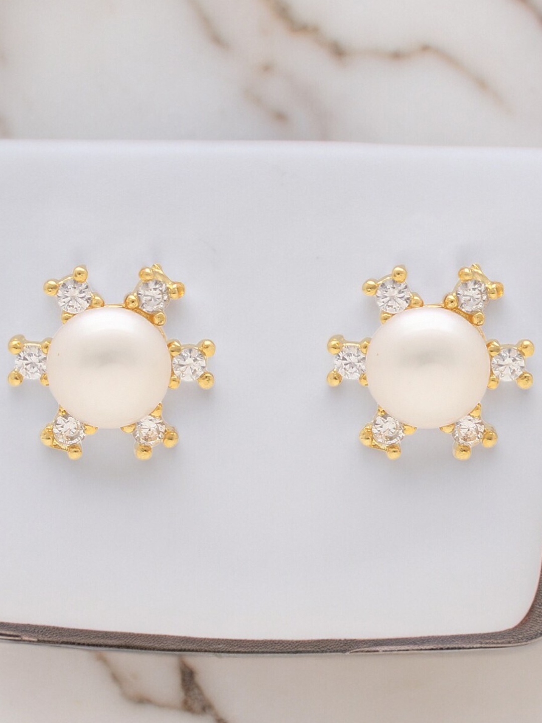 

Sri Jagdamba Pearls Dealer Contemporary Studs Earrings, White