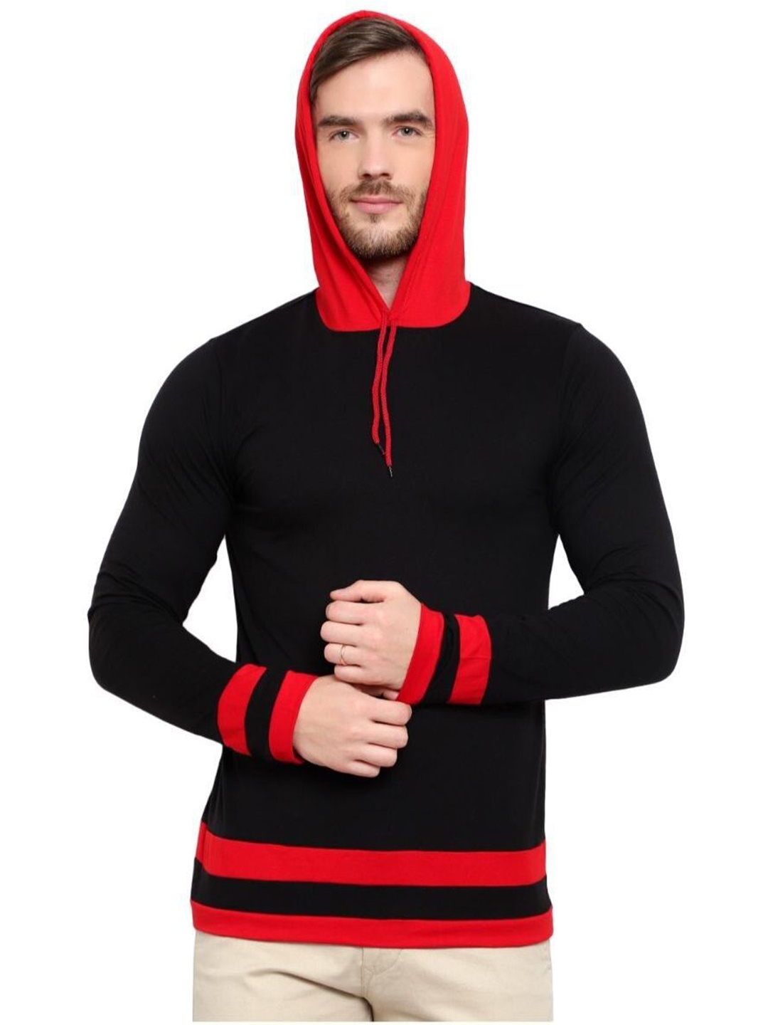 

Unicus Apparel Men Striped Round Neck Cotton T-shirt, Black
