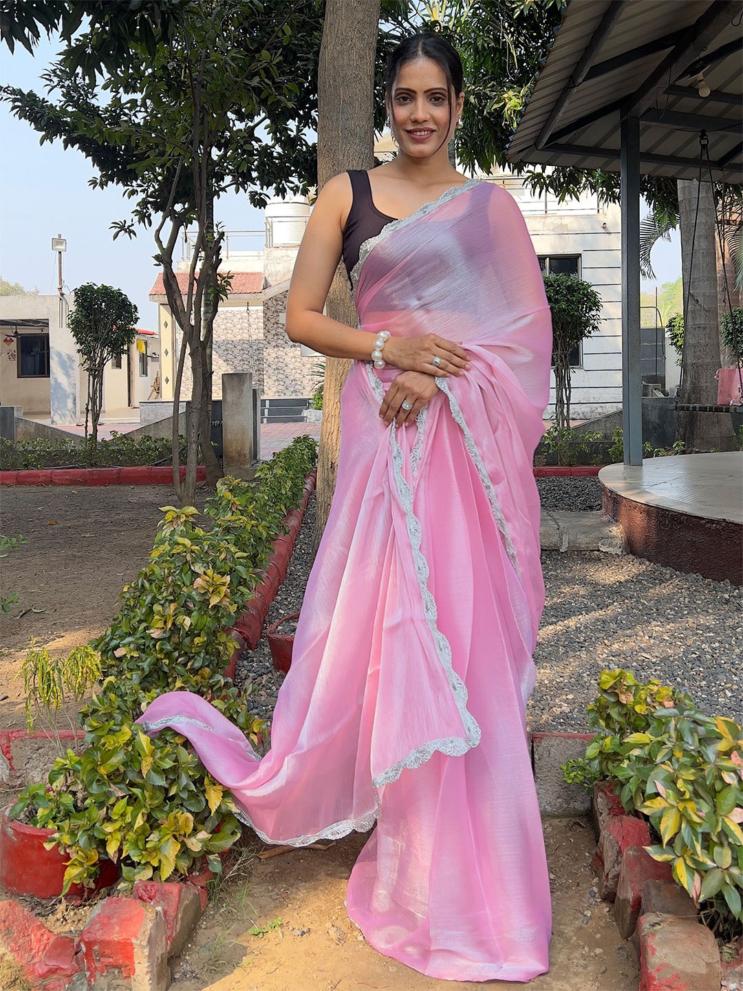 

Anouk Embellished Saree, Pink