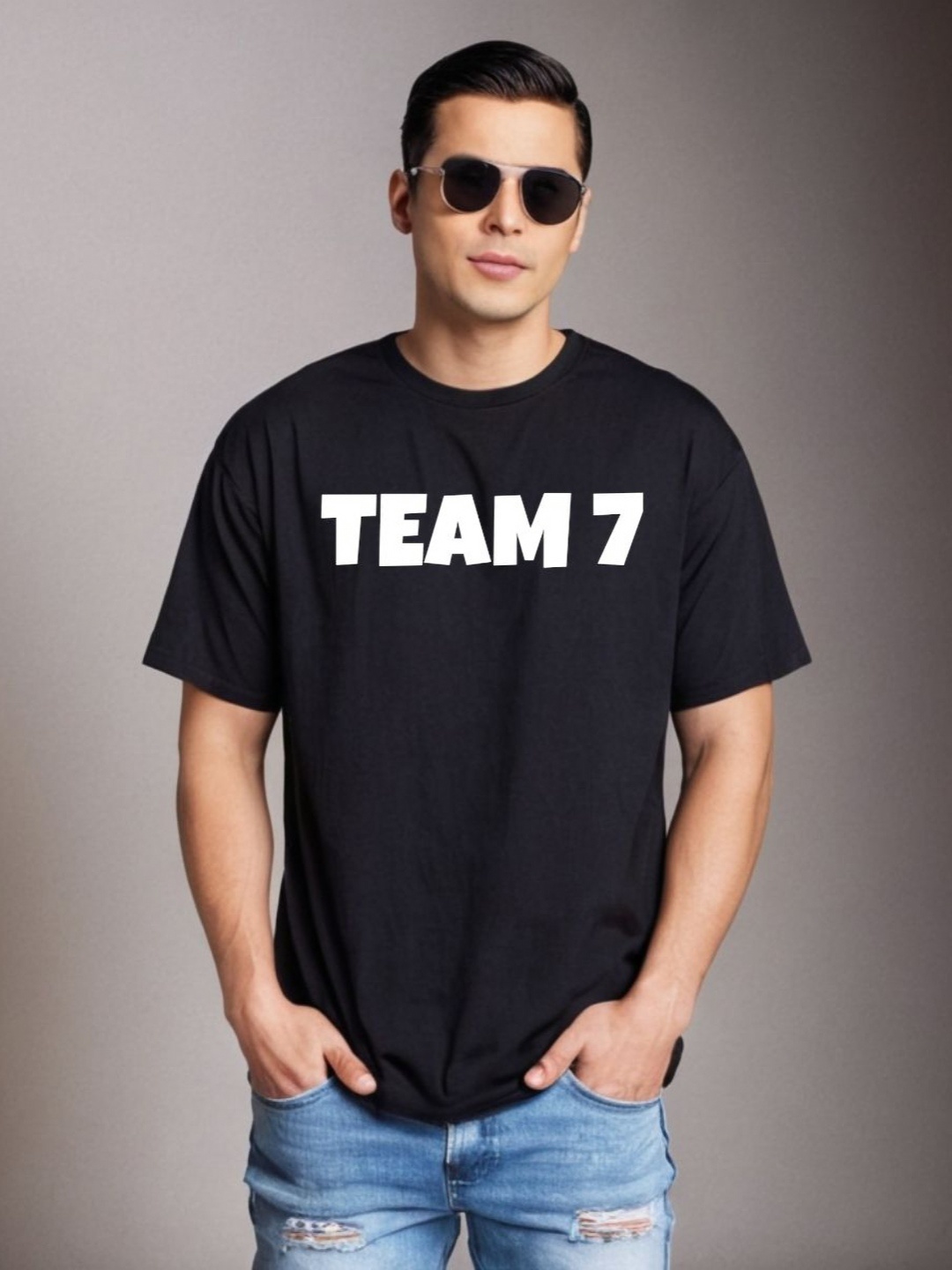 

Be Crazy Graphic Printed Drop Shoulder Sleeves Baggy Fit Oversized Cotton T-Shirt, Black