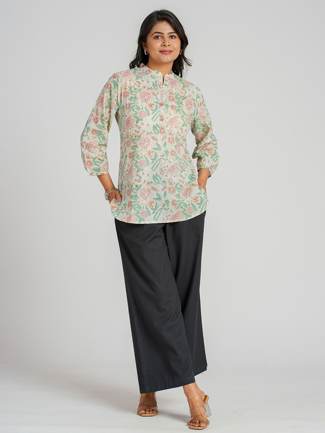 

Cotton Curio Cotton Block Printed Short Tunic, Beige