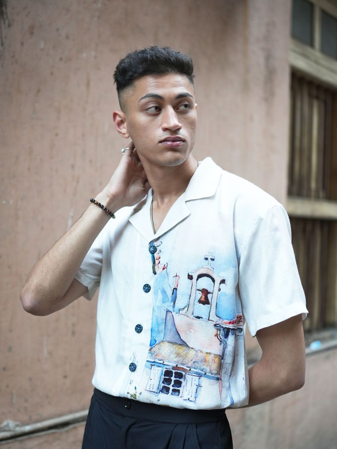 

Big Bunny Abstract Printed Cotton Shirt, White