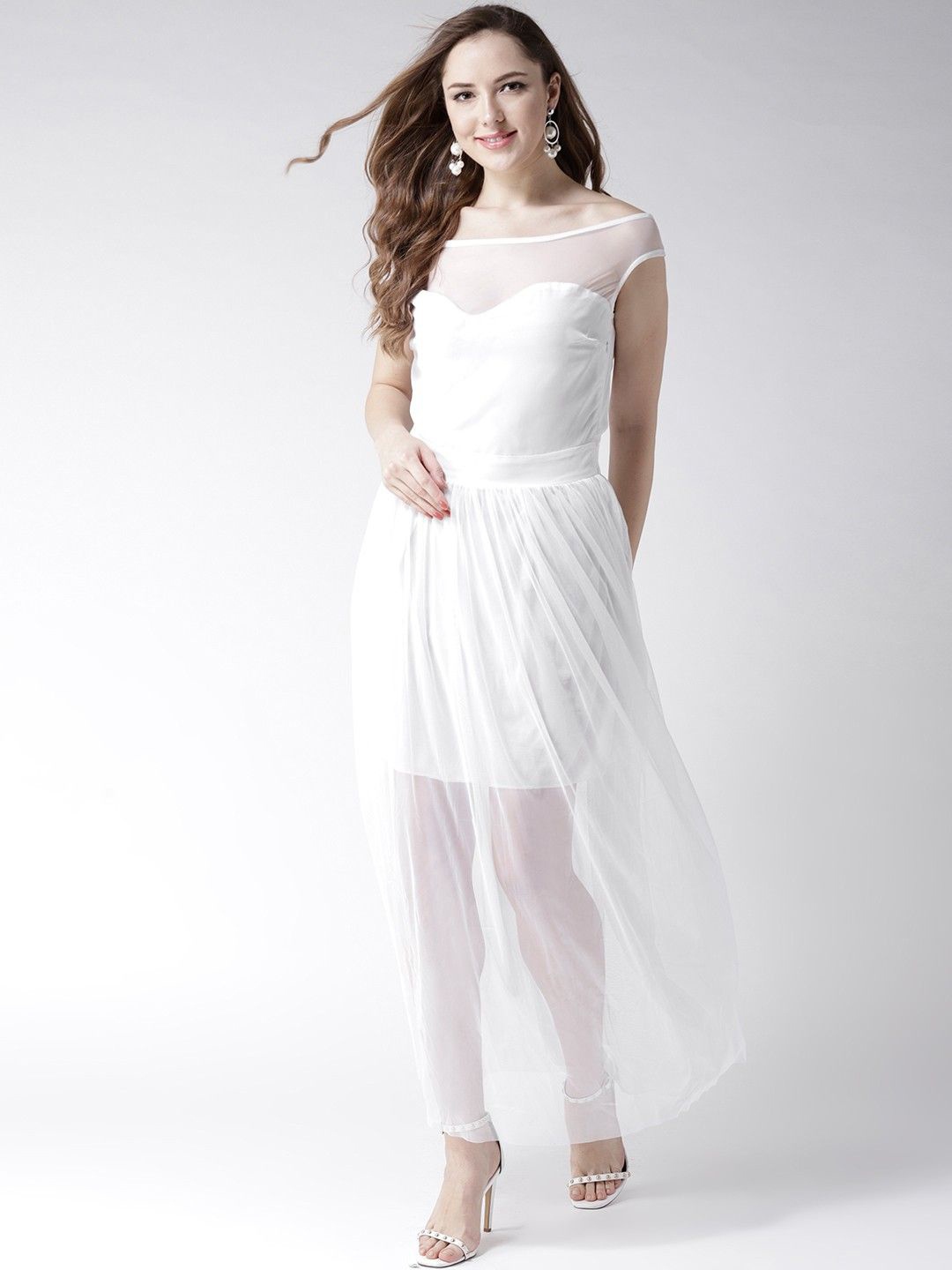 

Moda Rapido Women Boat Neck Maxi Dress, White