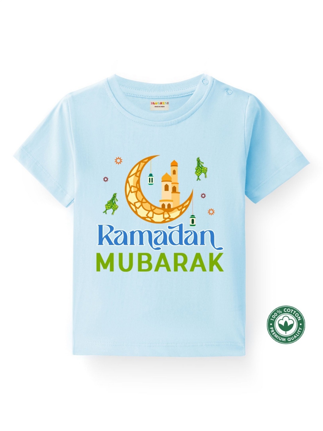 

BLUSHES Kids Graphic Printed Round Neck Cotton T-shirt, Blue