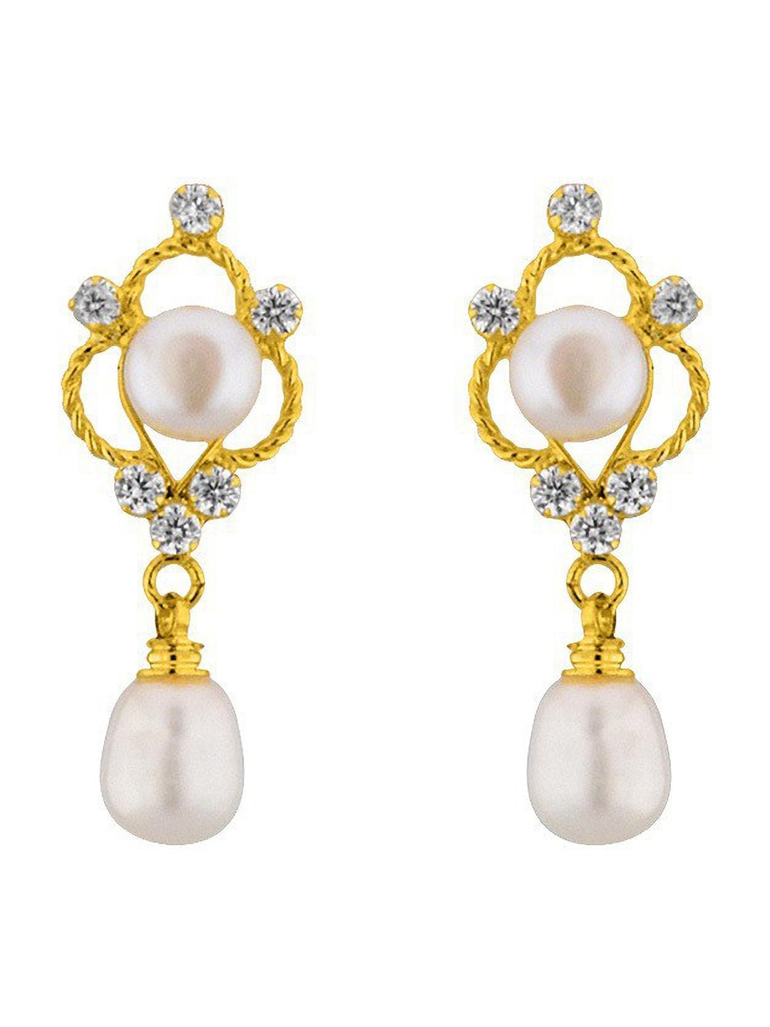 

Sri Jagdamba Pearls Dealer Contemporary Chandbalis Earrings, White