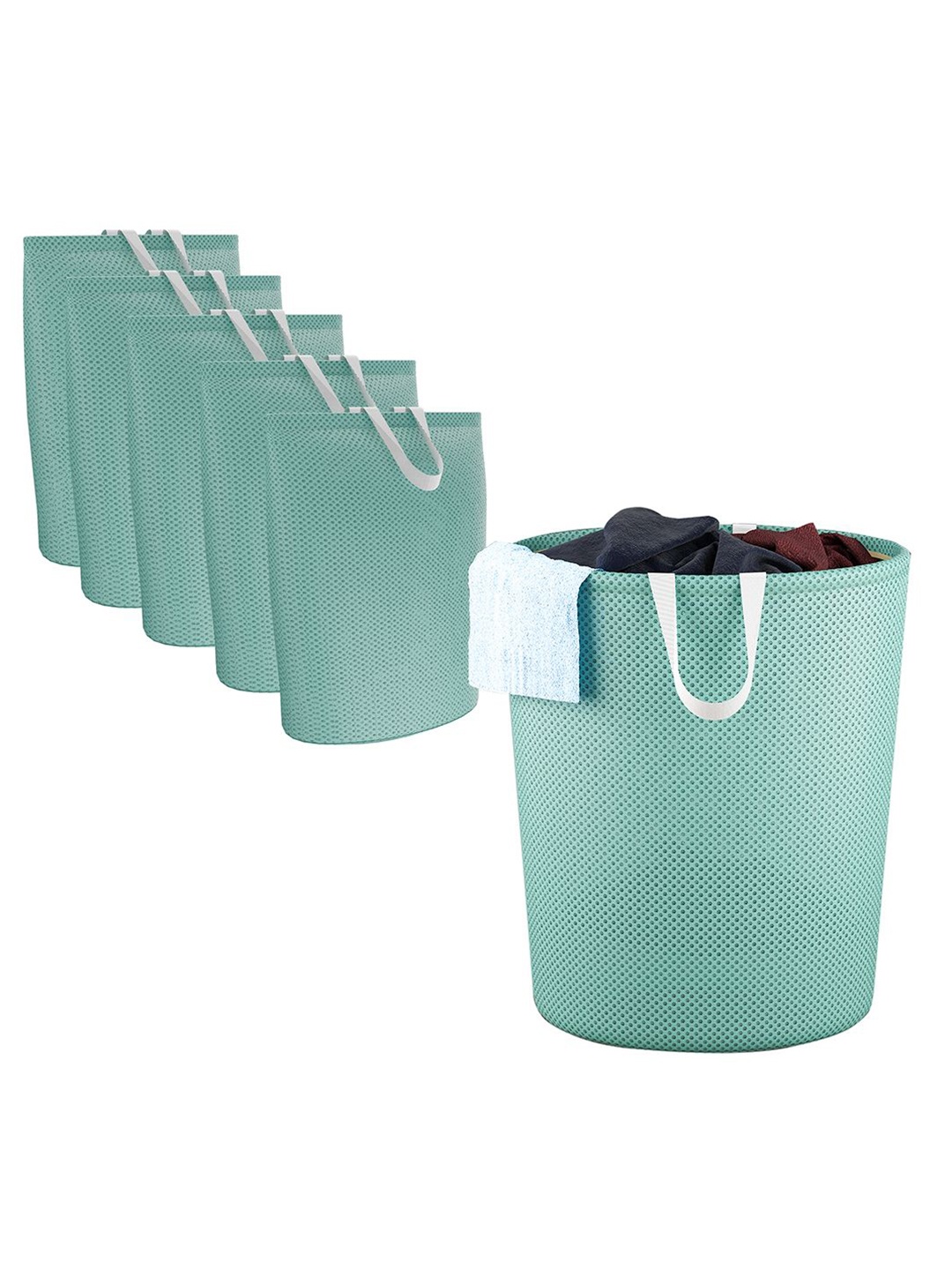 

Kuber Industries Green 6 Pieces Reusable Foldable Lightweight Laundry Bags With Handle