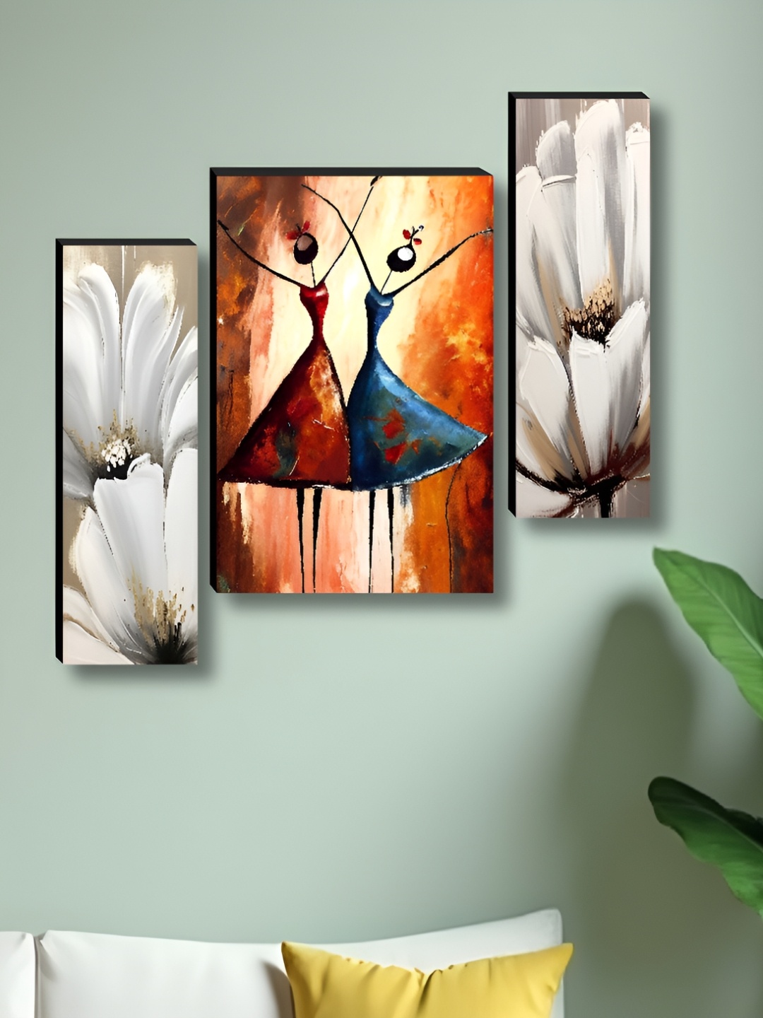 

Myntra Elegant Homes White & Orange 3 Pieces Synthetic Wooden Wall Paintings