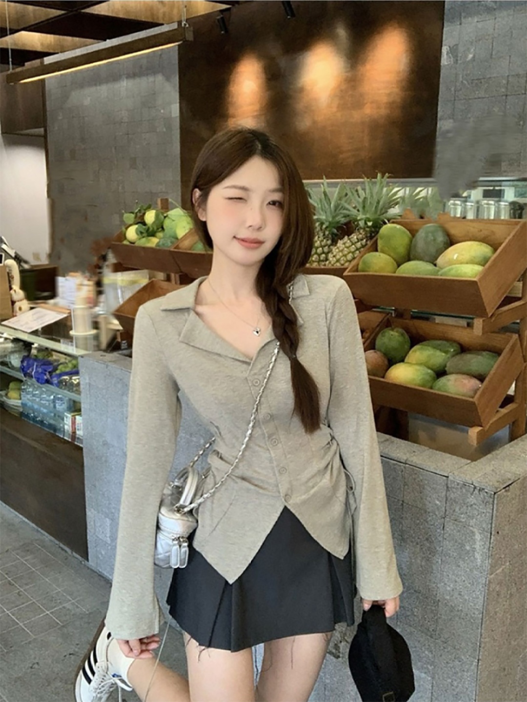

StyleCast x Revolte Women Lapel Collar Top, Green