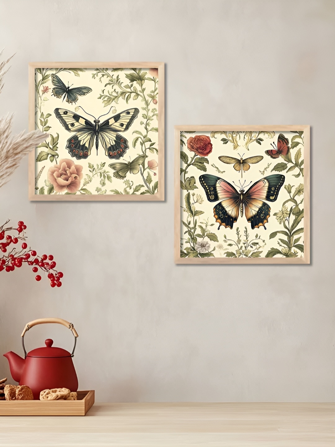 

Kotart Brown & Green 2 Pieces Butterfly Wood Wall Art