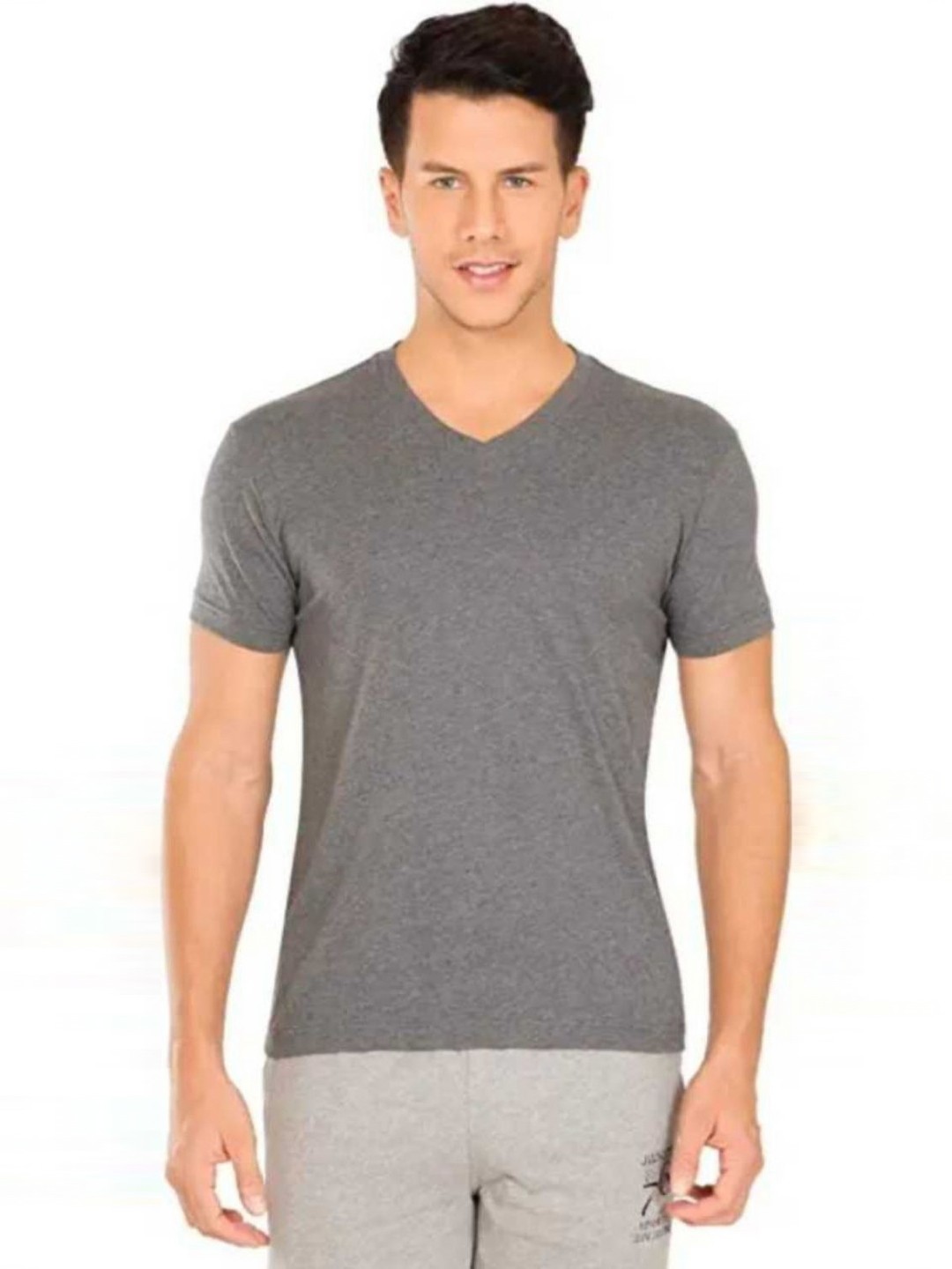 

Unicus Apparel Men Solid V-Neck Cotton T-shirt, Grey