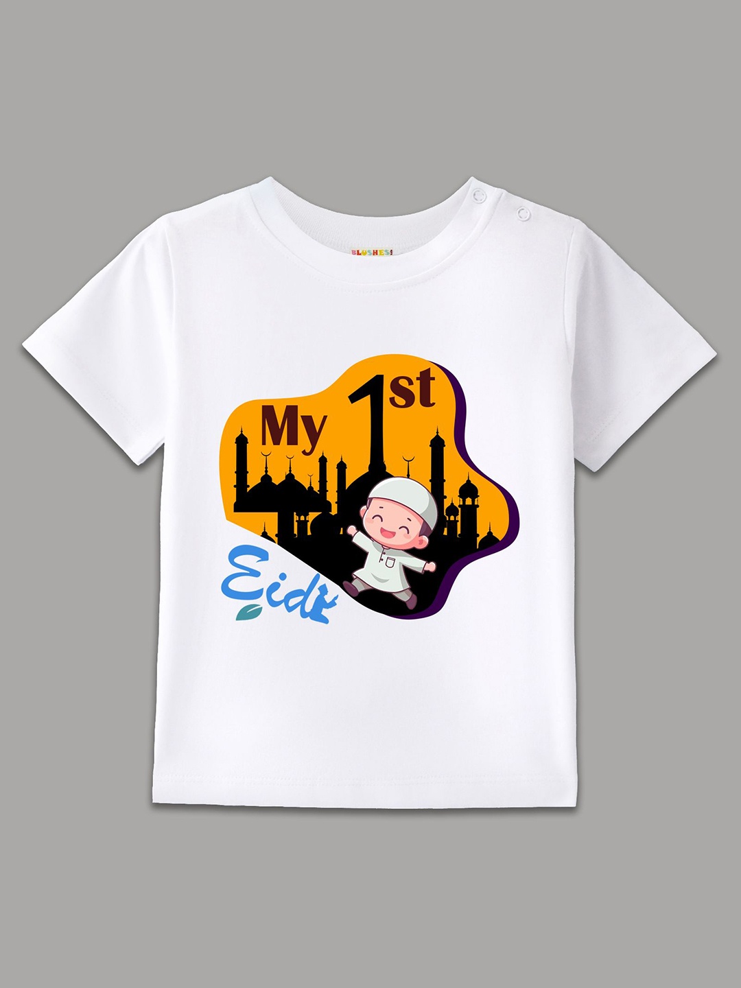 

BLUSHES Kids Graphic Printed Round Neck Cotton T-shirt, White