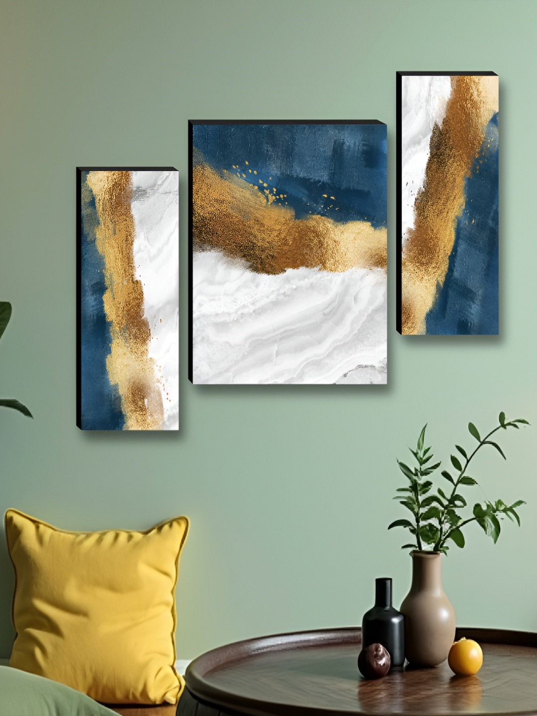 

Myntra Elegant Homes White & Blue 3 Pieces Abstract Wall Arts
