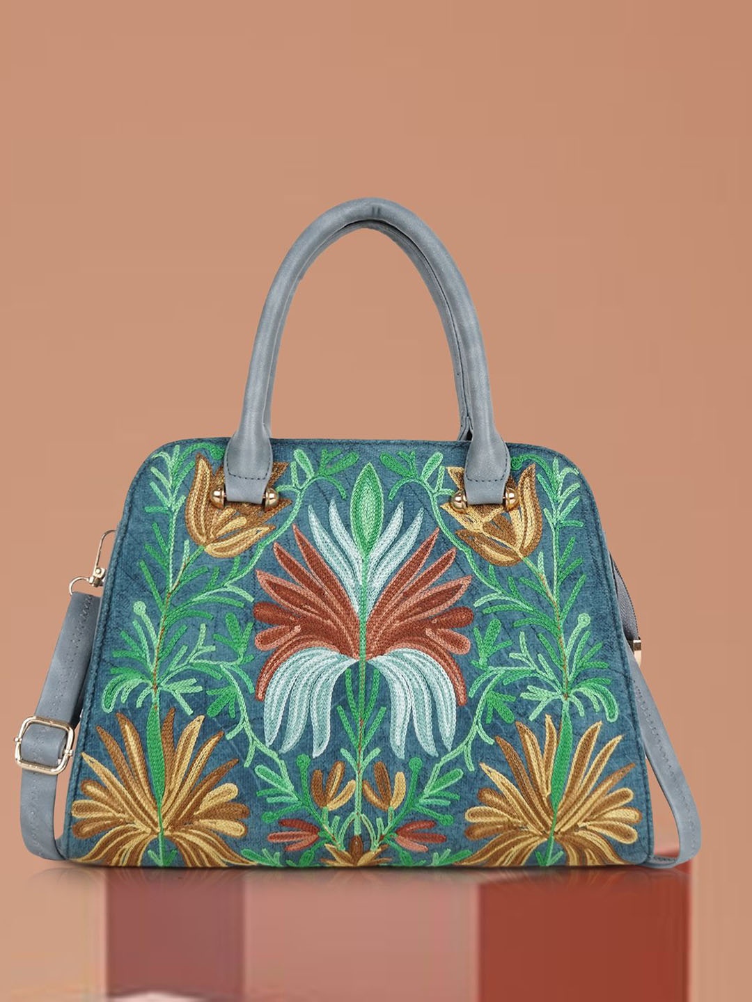 

STARWINGS Self Design Embroidered Structured Satchel, Grey