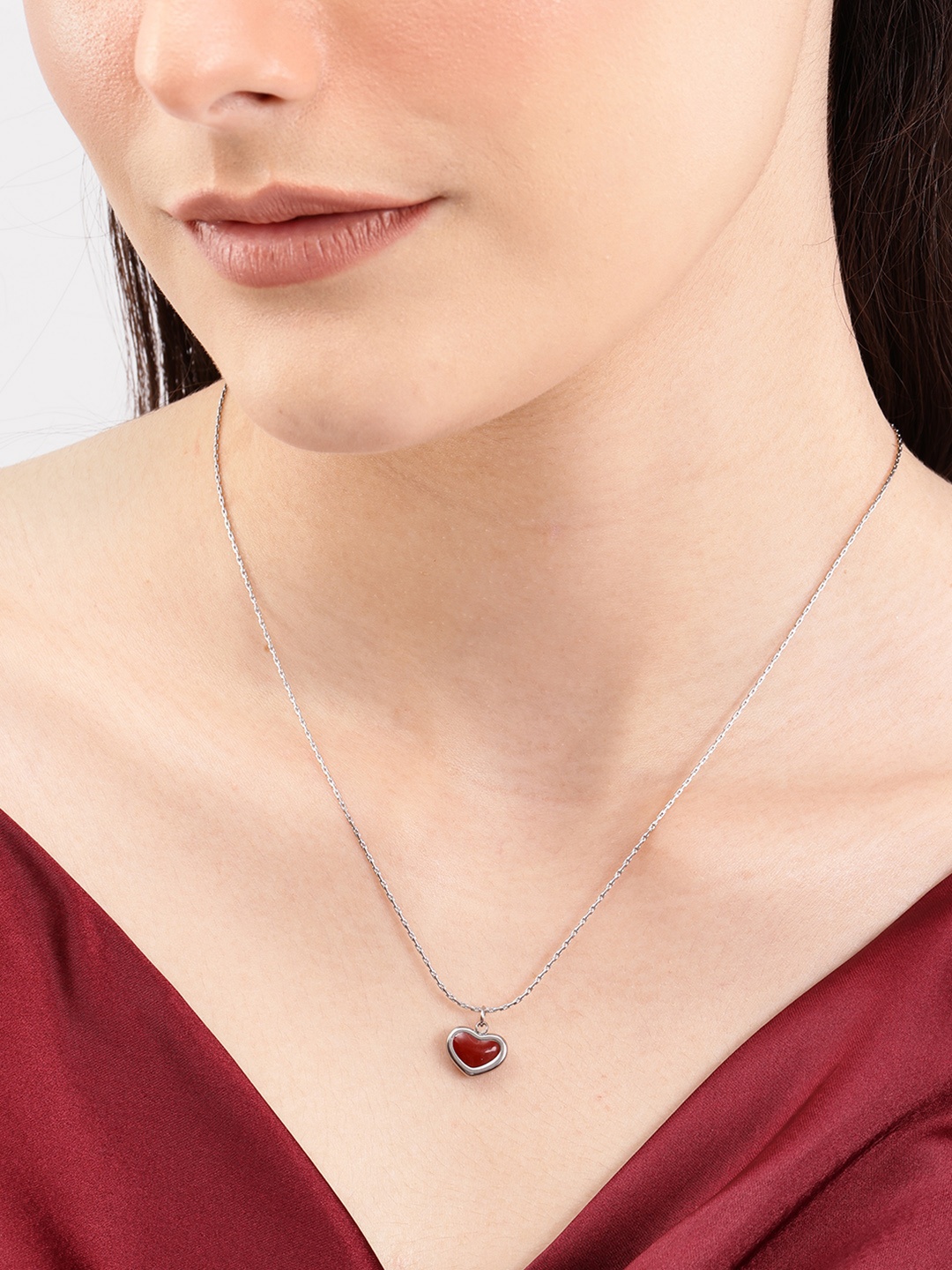 

DressBerry Heart Shaped Pendant Chain, Silver