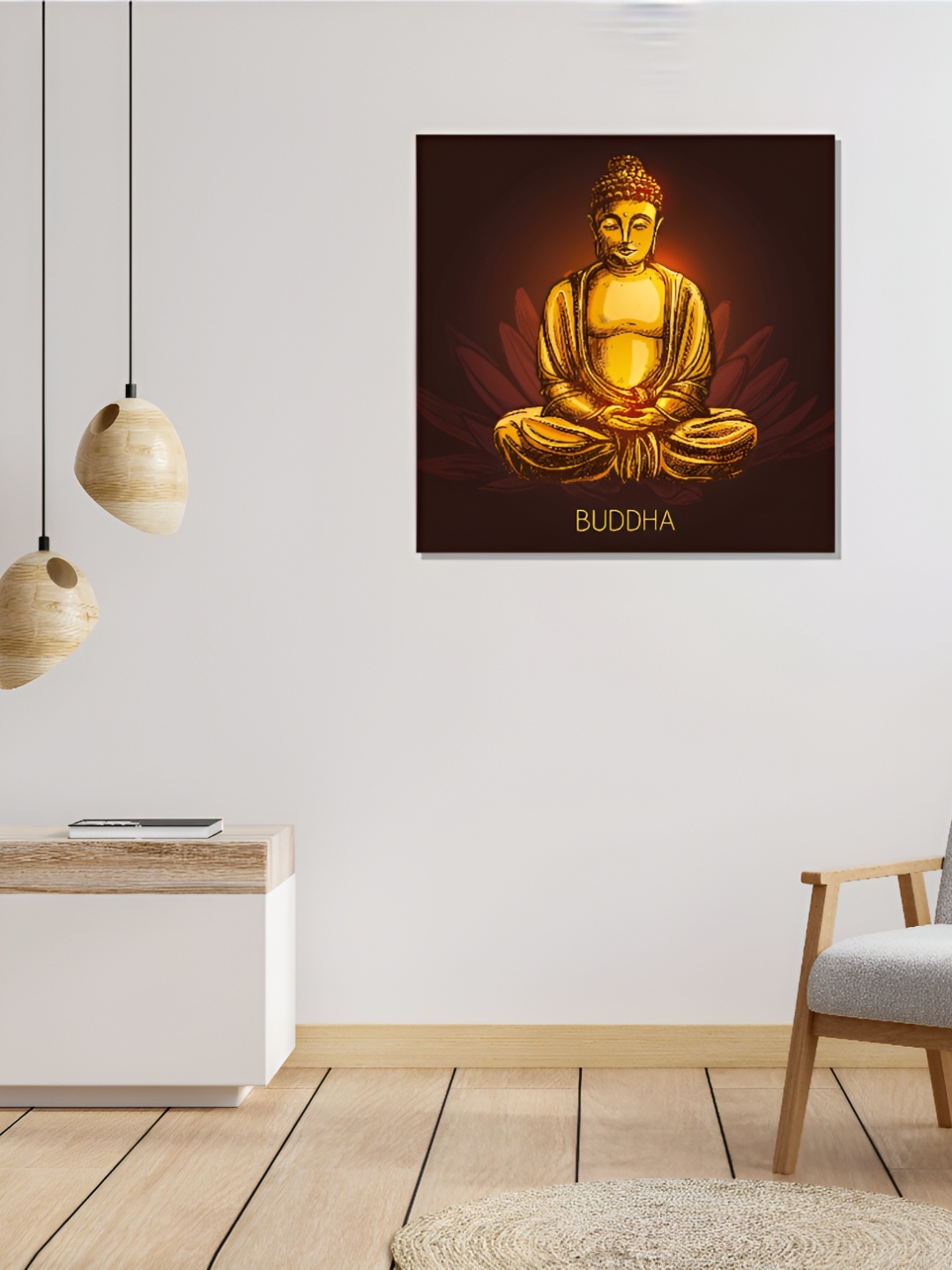 

Myntra Elegant Homes Brown & Gold-Toned Buddha Canvas Religious Wall Painting