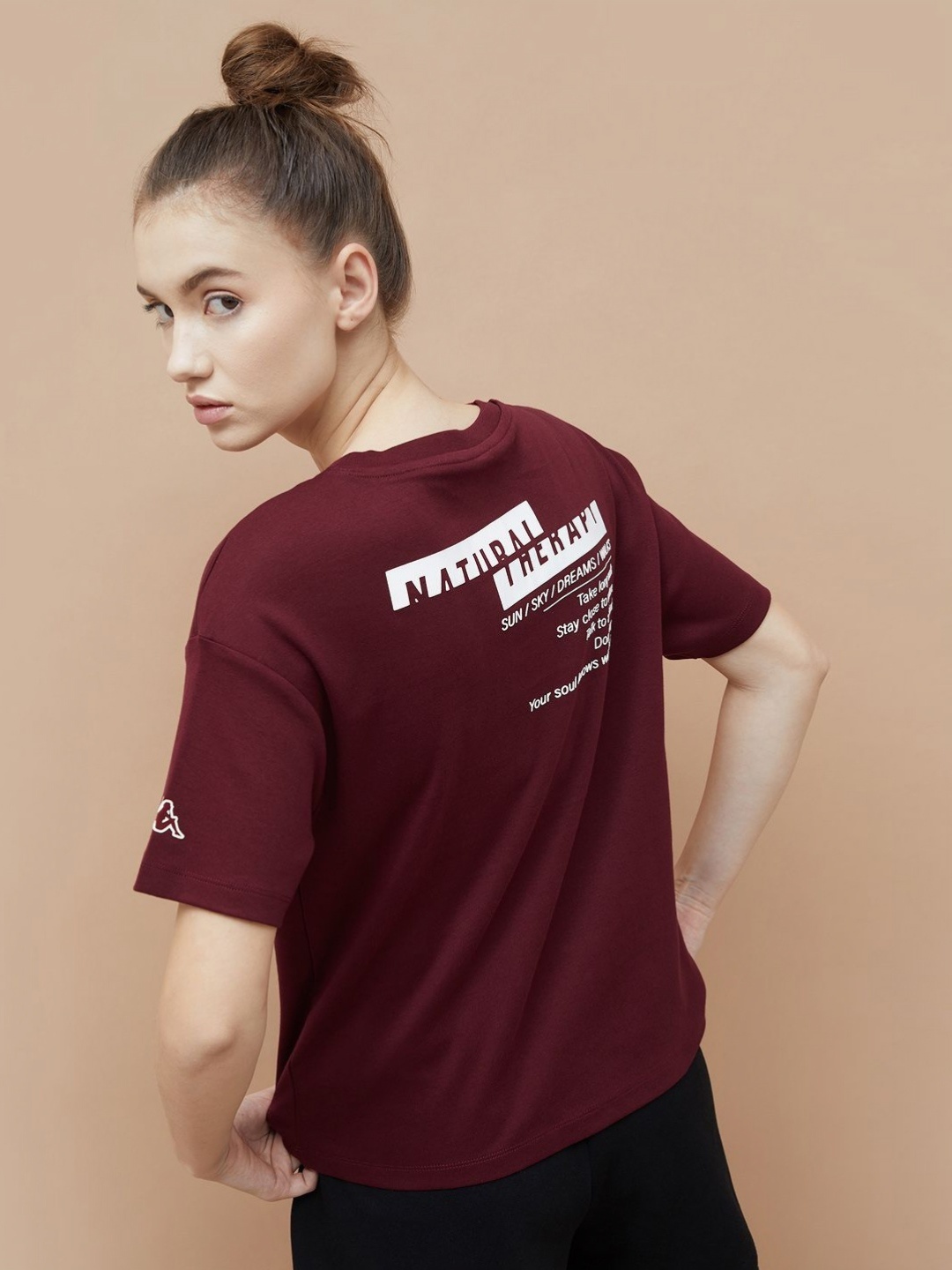 

Kappa Typography Printed Round Neck Short Sleeves Cotton T-shirt, Red