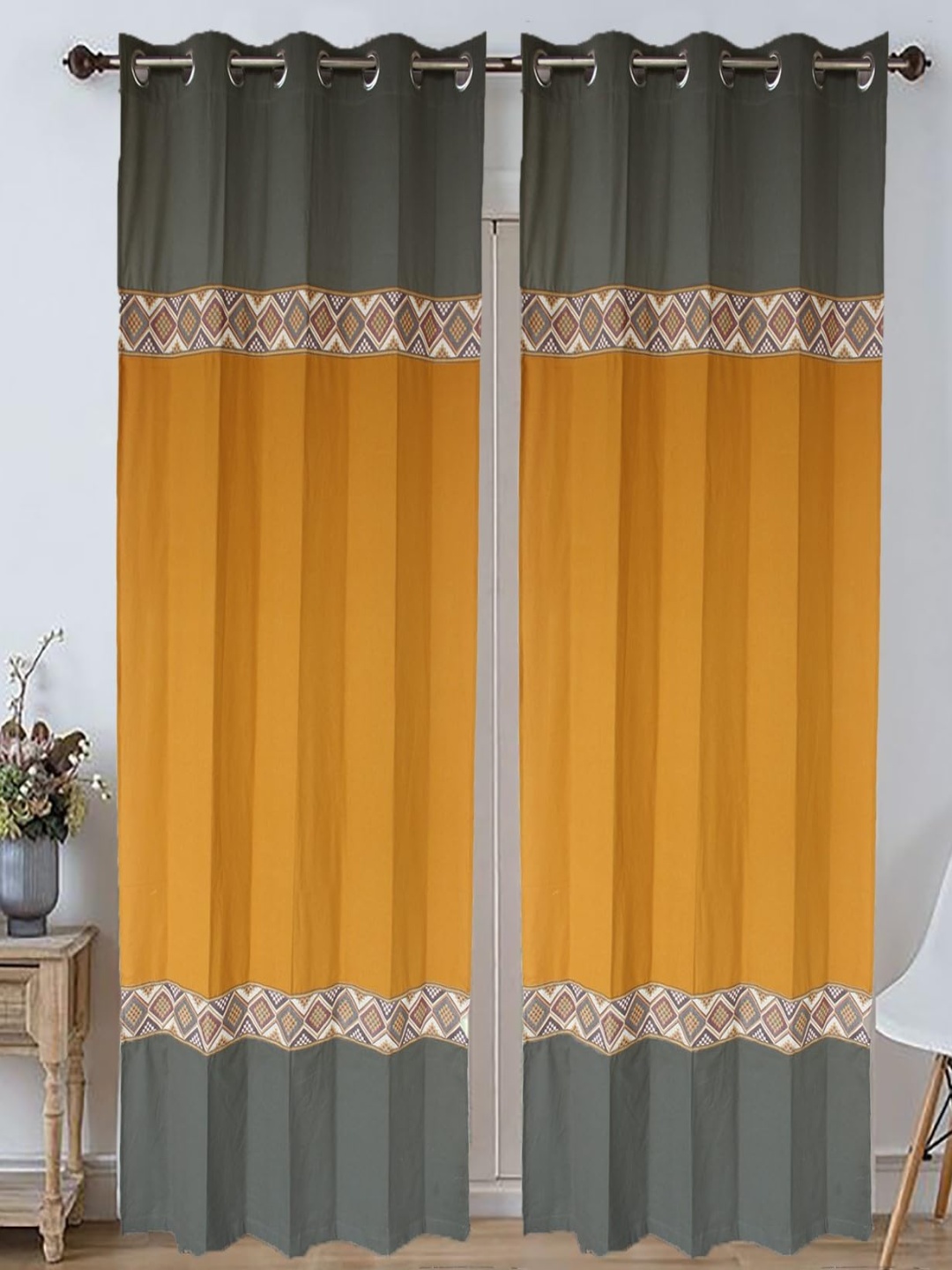 

Dekor World Multicoloured Set of 2 Window Curtain, Multi