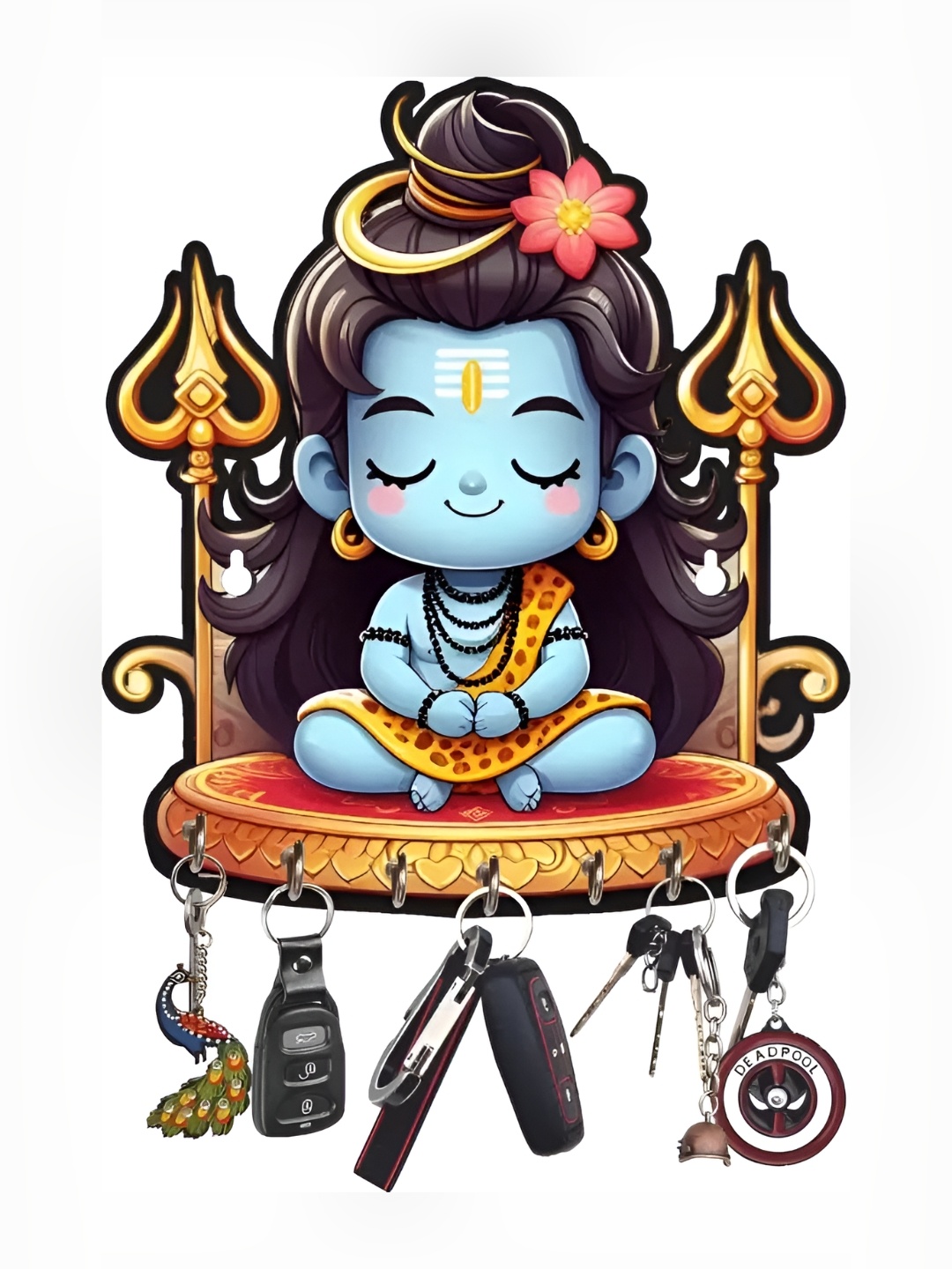 

Webelkart Yellow & Blue 7Hooks Lord Shiva Key Holder