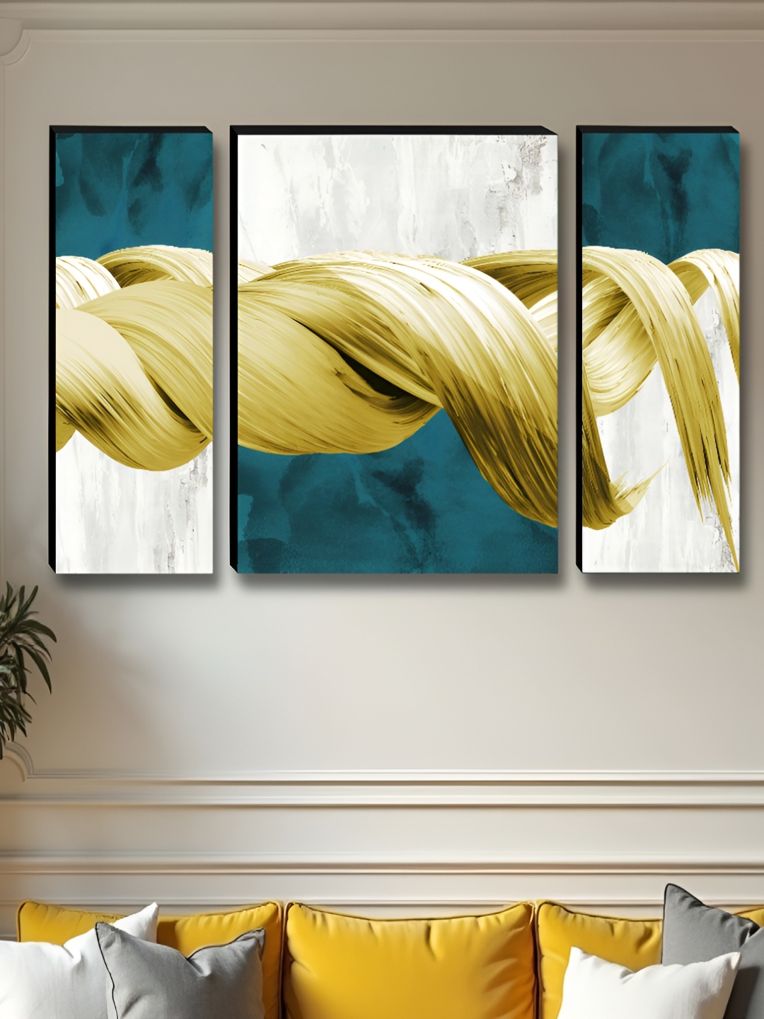 

Myntra Elegant Homes White & Gold-Toned 3 Pieces Abstract Wall Art