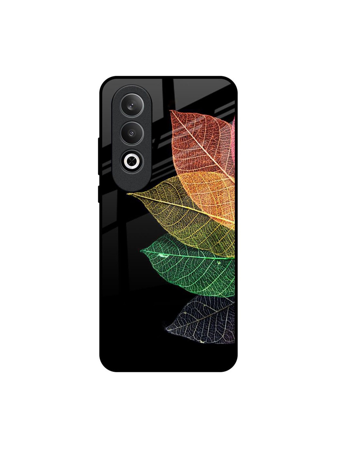 

QRIOH Colorful Leaves Real OnePlus Nord CE4 5G Impact Resistant Back Case, Black