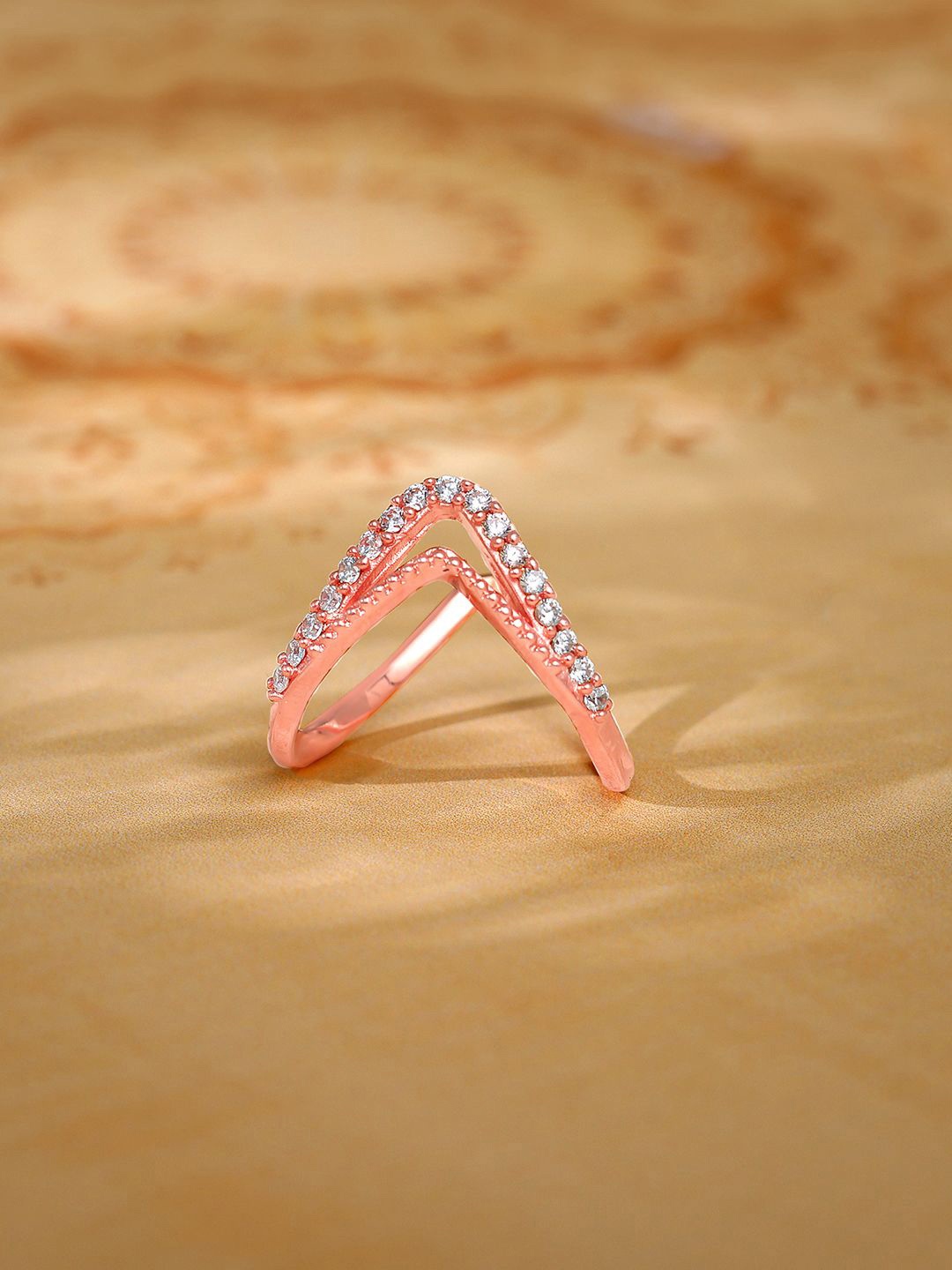 

GIVA 925 Sterling Silver Rose Gold Plated Zircon Studded Sparkling Spirits Vanki Ring